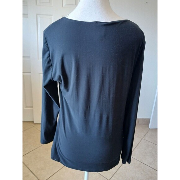 Suzie In The City Womens Top Black Large Long Sleeve Minimalist Basic Simply - Picture 3 of 12